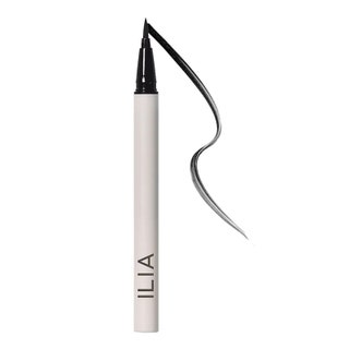 Ilia Clean Line Liquid Eyeliner A white eyeliner pen with a black felt tip on a blank background